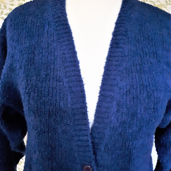 Size L Vintage 1980s Imperial Classics Navy Blue Cardigan - Picture 4 of 11